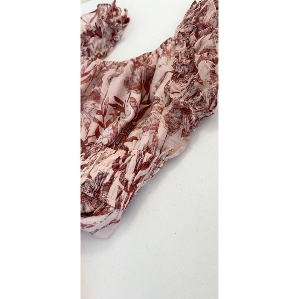 MELLODAY garden floral maxi sun pink red dress L regency cottage core boho chic - Picture 14 of 16